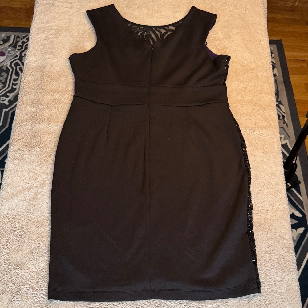 Ricki's Black Sequin Rose Sleeveless Dress Purple Under Layer sz 14 Stretch - Picture 14 of 15